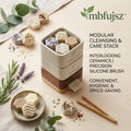 mbfujsz™ Modular Cleansing & Care Stack | Interlocking Ceramic Soap Dish & Solid Cleansing Bar Organizer | Eco-Friendly Bathroom Vanity Set with Precision Silicone Brush & Bamboo Tongs