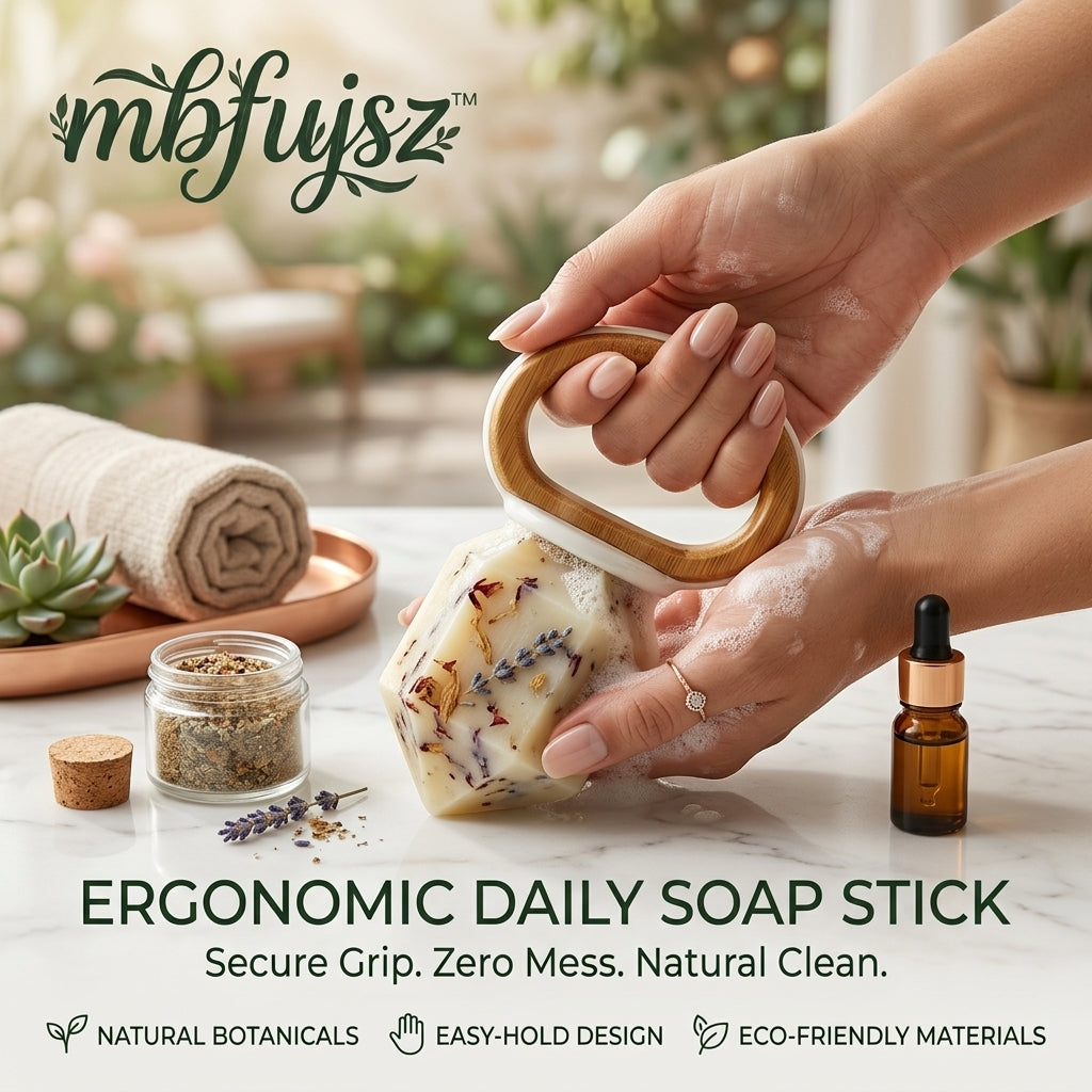 mbfujsz™ Ergonomic Daily Soap Stick – Botanical Infused Cleansing Bar with Premium Wooden Handle | Natural, Mess-Free Spa Experience for Hands & Body