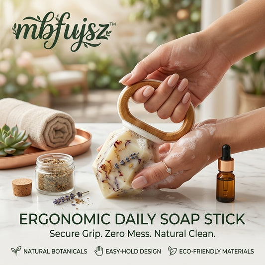 mbfujsz™ Ergonomic Daily Soap Stick – Botanical Infused Cleansing Bar with Premium Wooden Handle | Natural, Mess-Free Spa Experience for Hands & Body