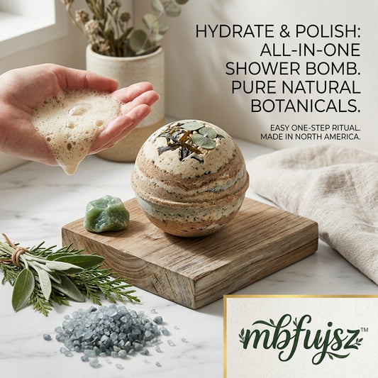 mbfujsz™ All-in-One Shower Bomb – Botanical Moisturizing Body Scrub & Exfoliator – Natural Eucalyptus, Sage & Sea Salt Spa Steamer – Hydrating Skin Polish – Made in North America